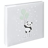Hama Babyalbum Panda (Einsteckalbum für 200 Fotos im Format 10x15, Baby Fotoalbum für Jungen und Mädchen, Kinderalbum mit Kinder-Motiv zum Einstecken) grau