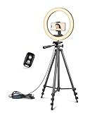 UBeesize Ringlicht mit Stativ, 12 Zoll Selfie Ringlicht mit 50 Zoll Stativ für Live Stream/Makeup/YouTube Video/Fotografie Schwarz
