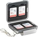 PROfezzion Wasserdicht SD Karten Hülle Plastik Speicherkarten Tasche Schutzbox für 4 SD SDHC SDXC Karten mit Karabiner, Grau SD Card Case