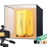 RALENO® Fotobox 60 x 60cm Faltbare Fotostudio Set für Produktfotografie mit Einstellbarem Licht LED (65 W | 5500 K | 97 CRI) inkl. 6 Wasserdichten PVC Hintergründe | Modell: PKL-D660