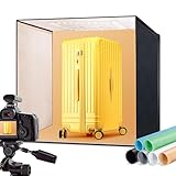 RALENO Fotobox 60x 60 cm Lichtbox Faltbare Fotostudio Set für Produktfotografie mit Einstellbarem Licht LED (65 W,5500 K, 97 CRI) inkl. 6 Wasserdichten PVC Hintergründe, Modell: PKL-D660