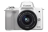 Canon EOS M50 spiegellos Systemkamera (24,1 MP, dreh-und schwenkbares 7,5cm (3 Zoll) Touchscreen-LCD, Digic 8, 4K Video, OLED EVF, WLAN, Bluetooth) mit Objektiv EF-M 15-45mm IS STM, weiß/silber