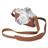 SMALLRIG Zfc Z fc Kameratasche mit Schultergurt, Retro Style Braunes Leder Halbtasche mit Aluminium Grundplatte, Camera Case für Nikon Z fc - 3481