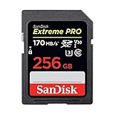 SanDisk Extreme PRO 256GB SDXC Memory Card up to 170MB/s, UHS-1, Class 10, U3, V30, Black