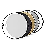 SMALLRIG 5 in 1 Reflektor 80cm 32-Zoll Lichtreflektor, mit Doppelgriff, Zusammenklappbarer Fotografie Reflektor, mit Tragetasche, durchscheinend Silber Gold Weiß und Schwarz – 4129