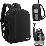 CADeN Kamerarucksack Camera Backpack Wasserabweisend Kameratasche Fototasche Kompatibel mit Sony Canon Nikon（Schwarz）