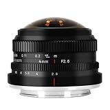 7artisans 4mm F2.8 kreisförmiges Fisheye-Objektiv, 225 ° Ultraweitwinkel, kompatibel mit APS-C Sony E-Mount-Kameras a6400 a6300 a6100 a6000 a5100 a5000 a6500 a6600 Nex-3 Nex-3N Nex-3R Nex-5 Nex- 7