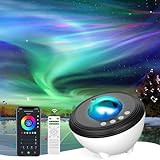 Aurora Sternenhimmel Projektor mit Musik Lautsprecher, Nachtlicht mit Einschlafhilfen Soundmaschine für Erwachsene Kinder Smart LED Sternprojektor Galaxie kompatibel mit Alexa