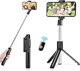 Bluetooth Selfie Stick Stativ, AlBetter 3-in-1 Mini Selfie Stick mit Abnehmbarer Bluetooth Fernbedienung, geeignet für iPhone, Huawei, Samsung und Android-Smartphones