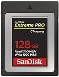 SanDisk Extreme PRO CFexpress Speicherkarte Typ B 128 GB (Lesegeschwindigkeiten bis 1700 MB/s, für RAW 4K-Video, XQD-Kompatibilität, RescuePro Deluxe Wiederherstellung Software)