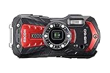 Pentax RICOH WG-60 Rot wasserdichte Kamera Hochauflösende Bilder mit 16 MP Wasserdicht bis 14 m Stoßfest bis Fallhöhe von 1,6 m Unterwassermodus Ring mit 6-LEDs für Makroaufnahmen