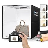 PULUZ Fotobox 40x40x40cm Faltbare Lichtbox Fotografie Tent Kit mit Dimmbaren 3 Farben Temperaturen 160 LEDs Lichter 6500K & USB-C & 12 Foto-Hintergründe für Schmuck Produktfotografie