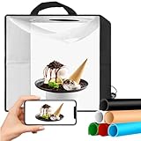 EMART Fotobox zum Fotografieren, 40x40 cm Fotostudio Lichtbox, Tragbarer Fotografie Lichtzelte 144 LED-Licht und 6 wasserdichte PVC Hintergründe für Produktfotografie, kleine Gegenstände