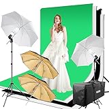 Fotostudio Set mit 2x3M Hintergrundsystem Softbox Fotoschirm Greenscreen Set für Porträt Produktfotografie