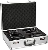 BRUBAKER Universal Koffer aus Aluminium - Transportkoffer mit Schaumstoff für Kameras, Equipment und Werkzeug - Fotokoffer mit Zahlenschloss und Würfelschaum - 46,5 x 34 x 15 cm – Silber