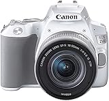 Canon EOS 250D Digitalkamera - mit Objektiv EF-S 18-55mm F4-5.6 IS STM (24, 1 Megapixel, 7, 7 cm (3 Zoll) Vari-Angle Display, APS-C-Sensor, 4K, Full-HD, DIGIC 8, WLAN, Bluetooth), weiß/silber