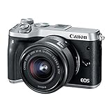 Canon EOS M6 Systemkamera (24,2 MP, 7,62cm (3 Zoll) Full HD, APS-CCMOS-Sensor, DIGIC 7 Bildprozessor, Kit inkl. EF-M 15-45mm 1:3,5-6, 3 IS STM Objektiv) Silber