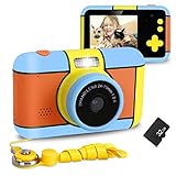 XDDIAS Kinderkamera, Wiederaufladbar Kamera für Kinder DigitalKamera mit 32GB SD Karte und 2,4'' Bildschirm, 16 MP 1080p HD Digital Camcorder Spielzeug Geschenk für Maedchen Junge (Orange)