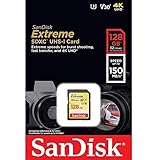 SanDisk Extreme SDXC Memory Card, Up to 150 MB/s, Class 10, U3, V30, 128 GB (Pack of 1)